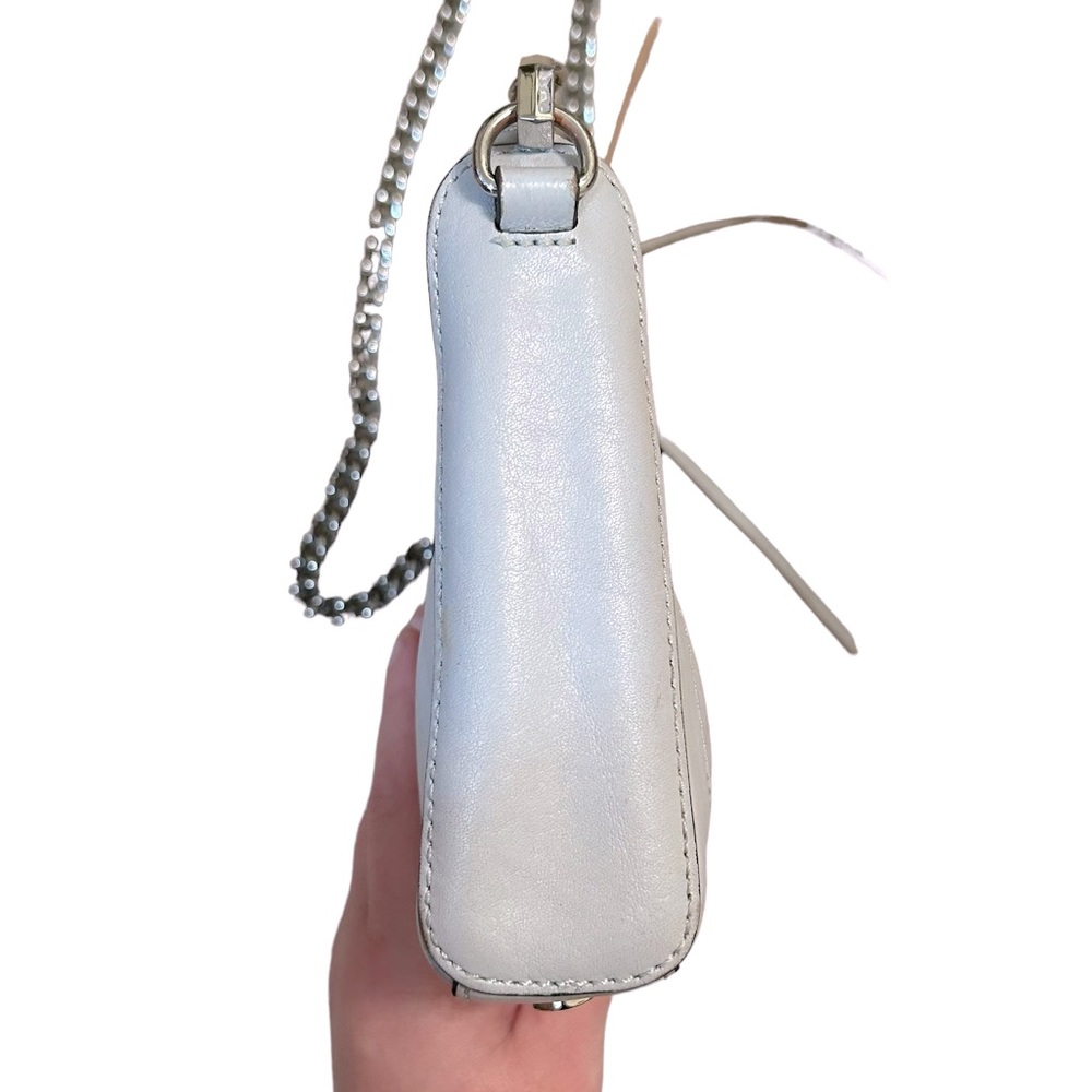 Rebecca Minkoff White Leather Crossbody Bag with Chain Strap - Picture 6 of 8